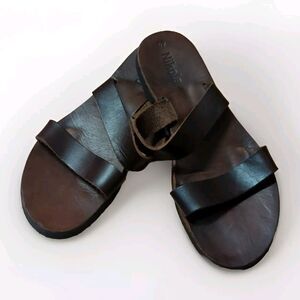 Nikola Sandals Womens Size 40 Brown Leather Strappy Slides